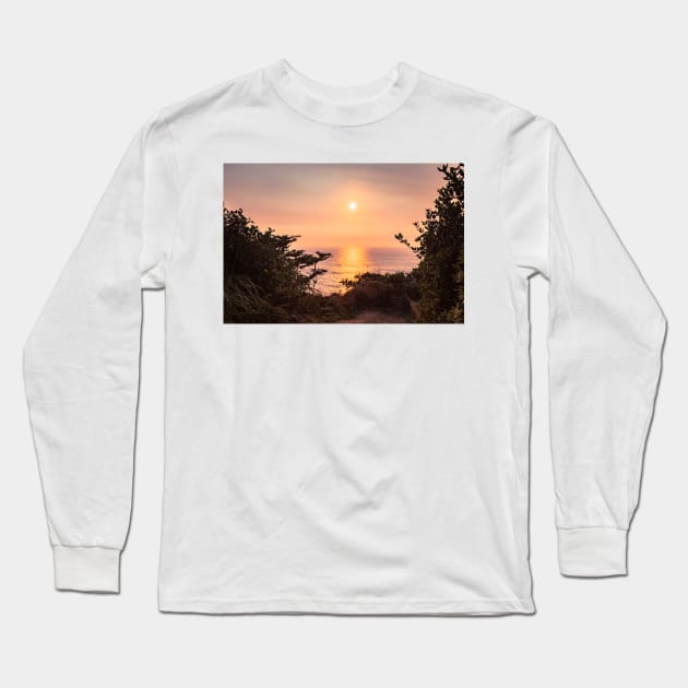 Hazy Ocean Sunset Long Sleeve T-Shirt by blossomcophoto